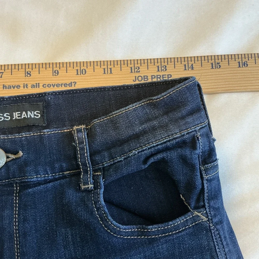 Express Cropped Jeans Women 8 Dark Blue‎ Stretch Cropped Wide Leg